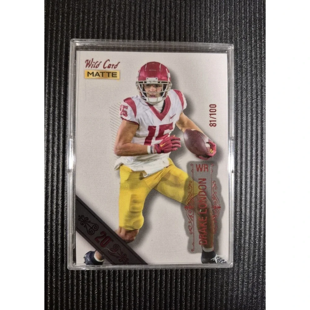 2022 Wild Card Matte Drake London #MB-41  Black 20 Stripe Red /100 Falcons